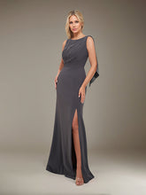 Sheath/Column Boat-Neck Floor-Length Crepe Mother of the Bride Dress